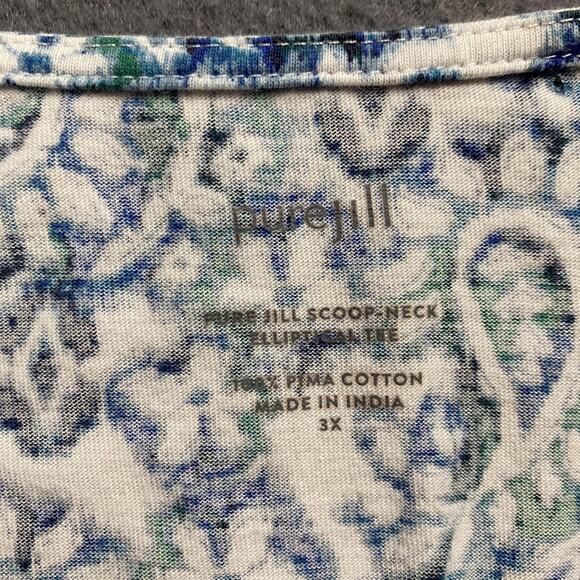 Pure Jill Shirt Womens 3XL Paisley Scoop Neck Pima Tee Top Relaxed Cozy Comfy - Picture 7 of 8